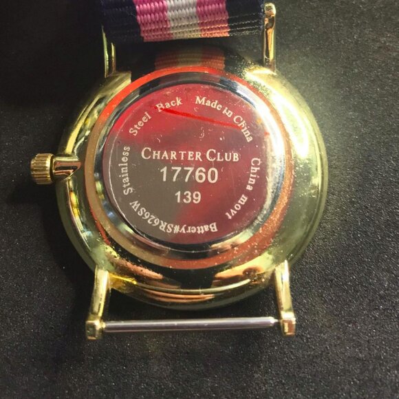 Charter Club Watch – Model 17760, Striped Fabric Strap - Picture 2 of 3